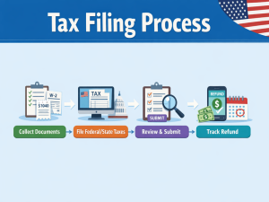 Tax filing process steps infographic